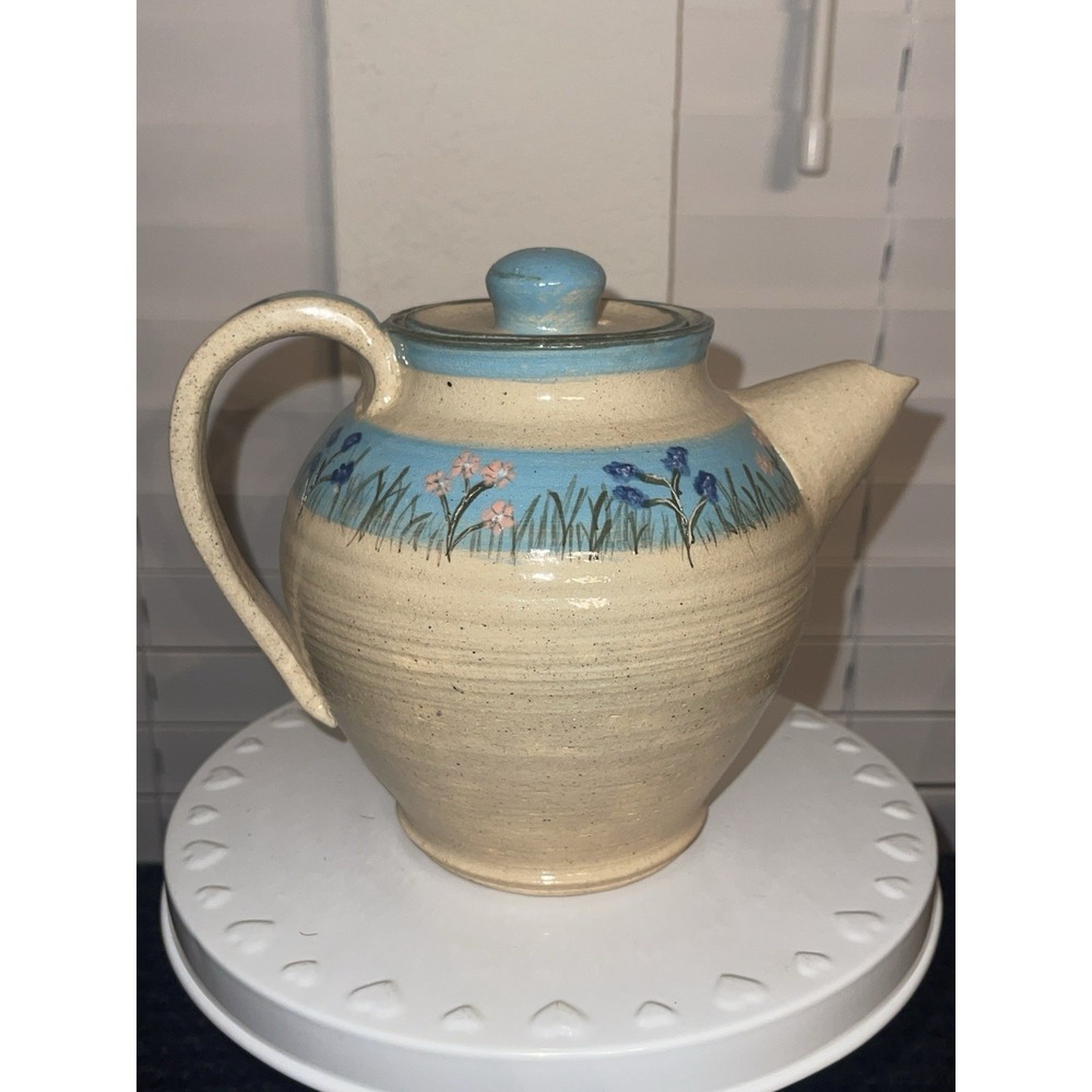 Vintage Hand Painted Pottery Teapot Flowers